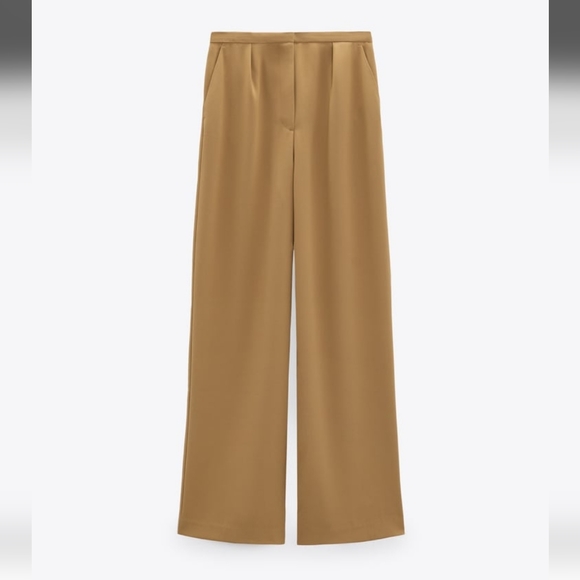 Zara Wide Leg Pants Camel - Picture 2 of 5